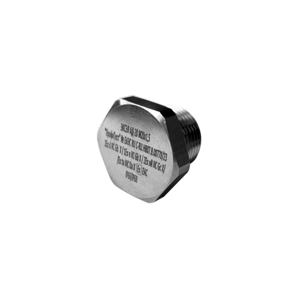 Заглушка АД-Н-20 М20х1,5 Exd/Exe, нержавеющая сталь, 1 Ex d IIC Gb X, 1 Ex e II Gb X, Ex nR IIC Gc X, Ex ta IIIC Da X IP, IP66/67/68 Ex EAC