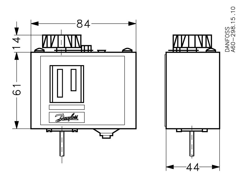 Danfoss 060L110166 — Реле температуры (термостат) KP 61, IP 30/44, диапазон регулирования -30...15 °C, длина трубки 5 м