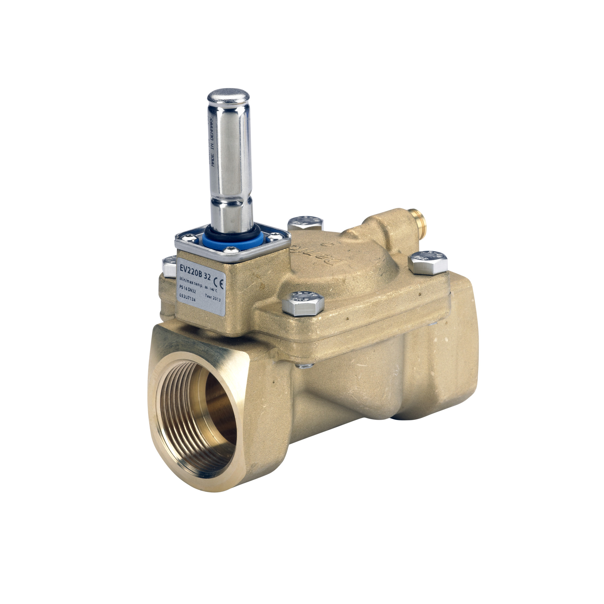 Danfoss 032U7134 — Клапан электромагнитный EV220B, присоединение внутренняя резьба G 1 1/4", материал уплотнения EPDM, нормально открытый
