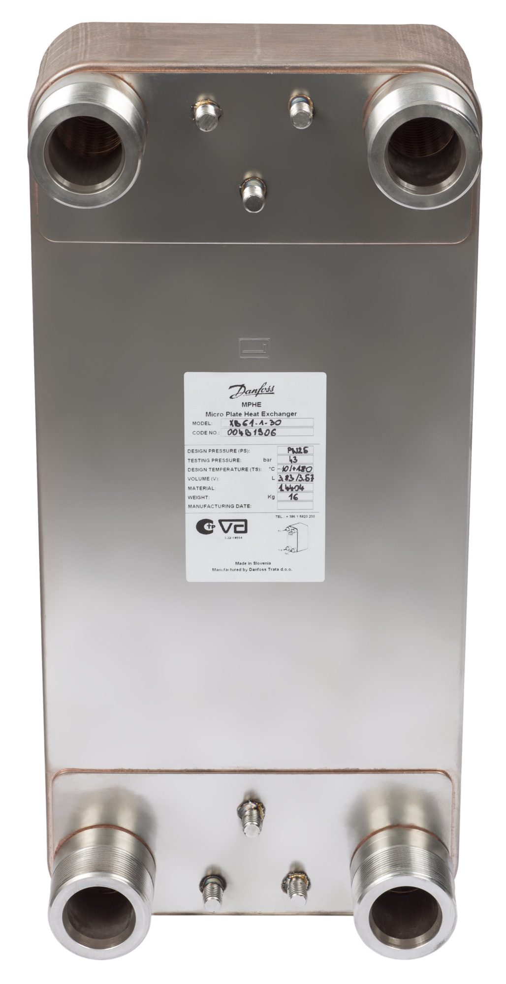 Паяный пластинчатый теплообменник одноходовой XB61 Данфосс (Danfoss)