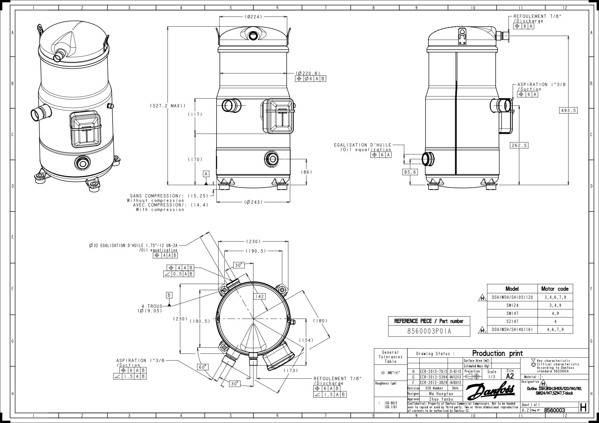 SM — Герметичные спиральные компрессоры, R22 Данфосс (Danfoss)