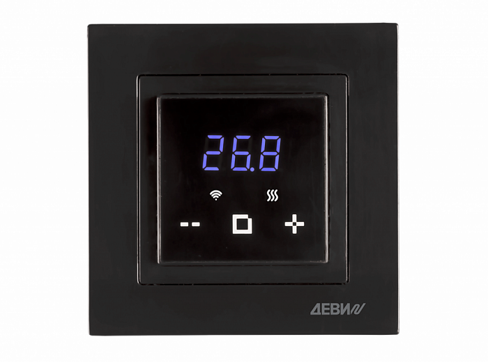 140F1069R — Терморегулятор ДЕВИ Classy (Класси) c Wi-Fi черный, IP 21, размеры 84 x 84 x 50 мм, диапазон регулирования температуры 5…40 °C