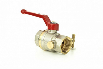 Danfoss 065B8220 — Латунный шаровой кран BVR-D с внутренней резьбой и спускным элементом, DN 40, PN 40, управление — рычаг, алюминий, корпус — латунь CW617N