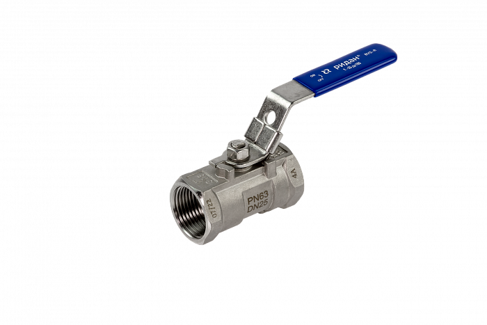 Ридан BVS-R 082X4601R — Шаровый кран резьбовой DN 10 PN 63, с рукояткой, корпус — коррозионностойкая сталь, шар — коррозионностойкая сталь AISI316; уплотнение по шару R-PTFE (15% C)
