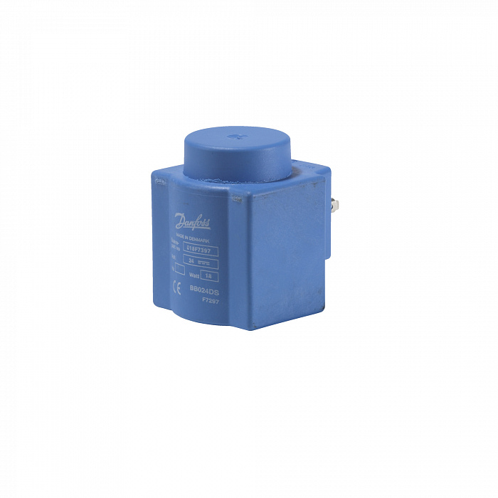 Danfoss 018F7397 — Катушка электромагнитная BB024DS, напряжение питания 24 В постоянного тока, мощность 18 Вт, присоединение защелкой