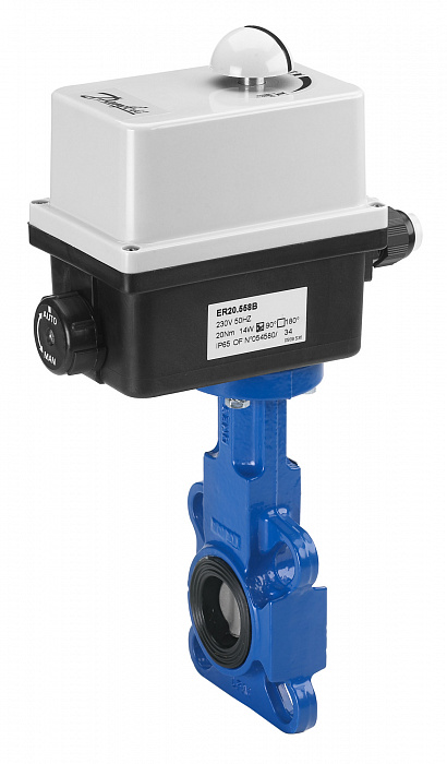 Danfoss 082G7362 — Затвор дисковый поворотный VFY-WA с центрирующими проушинами, PN 16, DN 32/40, корпус GG25, диск — чугун GGG40, уплотнение EPDM, с электроприводом AMB-Y