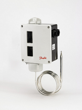 Danfoss 017-509966 — Реле температуры RT 14 для тяжелых условий эксплуатации, IP 66, T окружающей среды -50…70 °C, диапазон настройки уставки -5…30 °C
